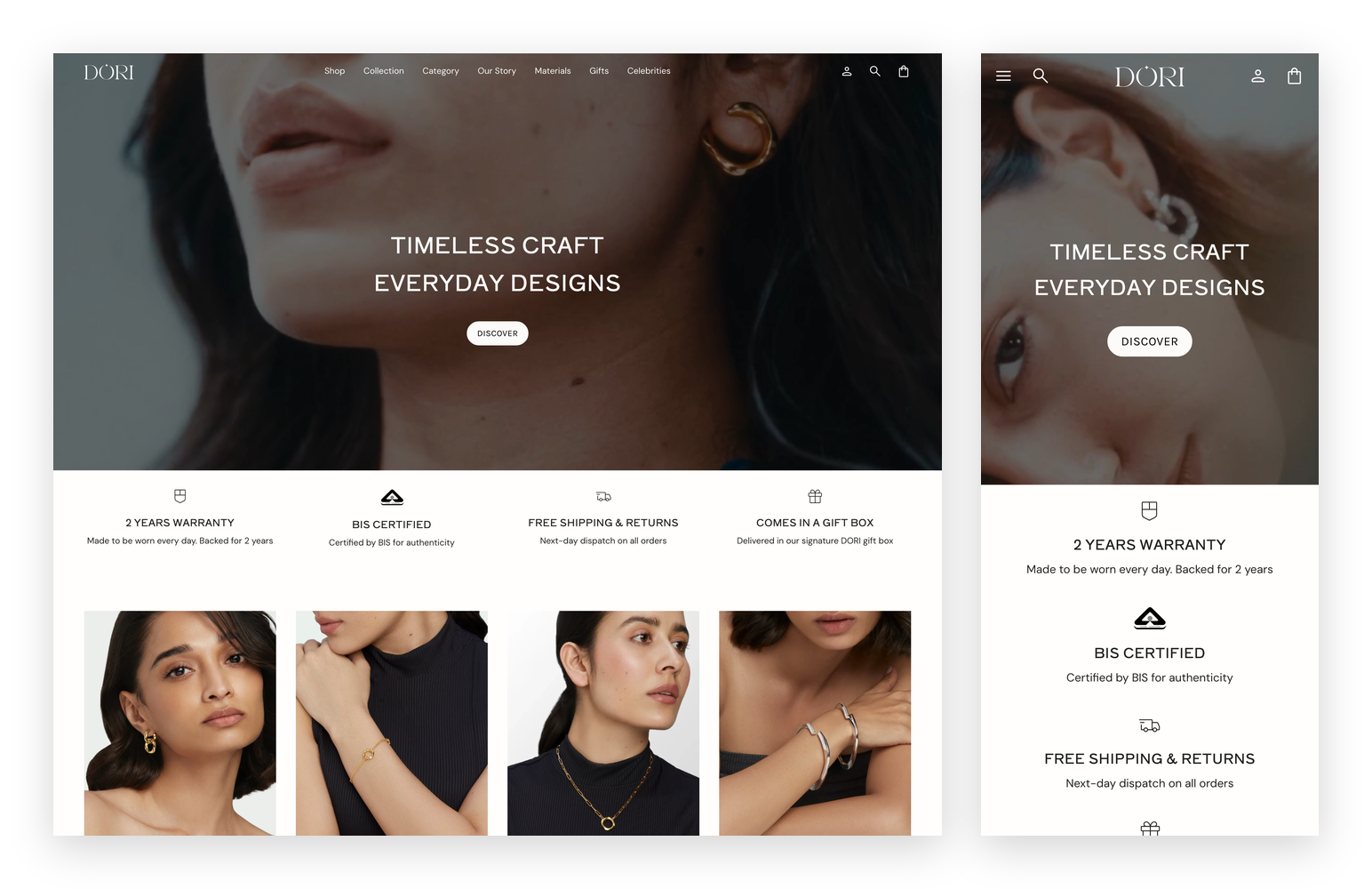 My Dori — my-dori.com storefront, desktop and mobile