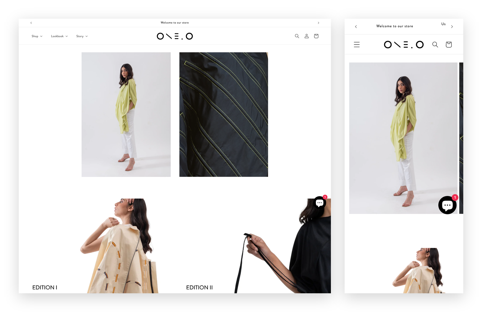 Studio Onepointo — studioonepointo.com storefront, desktop and mobile